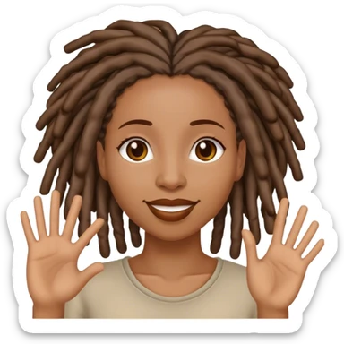 Black woman with locs saying hi sticker