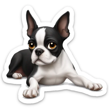 Boston terrier laying sticker