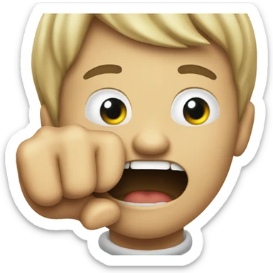 biting on index finger sticker