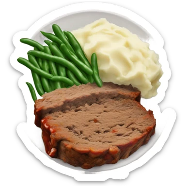 Meatloaf with mashed potatoes and green beans sticker