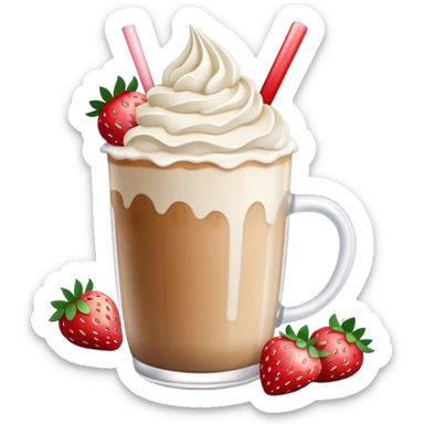 Ice latte with frosting in top and little strawberys sticker