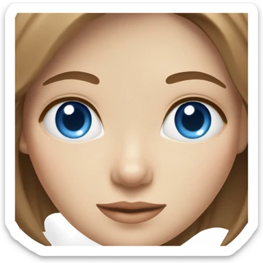 Woman with brown hair brown eyes fair skin with white cat with blue eyes sticker