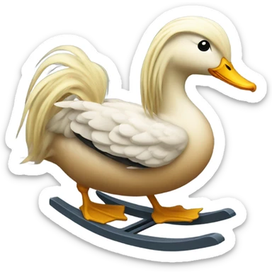 Duck with long rocker hair sticker