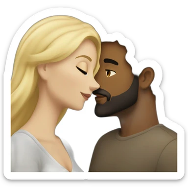 White man blonde beard kiss dark hair woman sticker