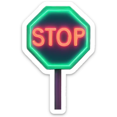 stop sign glowing neon sticker