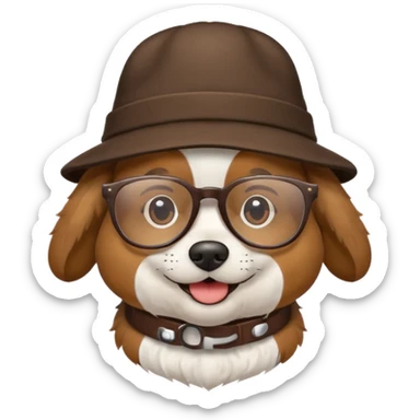 dog wearing a hat and glasses sticker