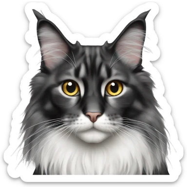 Black and white Maine coon cat sticker