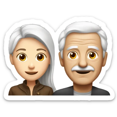 Old man with white hair and young lady with brown hair sticker