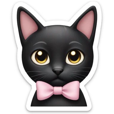 Black cat with a little light pink bow on its ears sticker