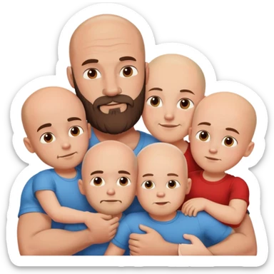 Muscular Bald man with a beard in love with his hot brunette wife and 3 sons sticker