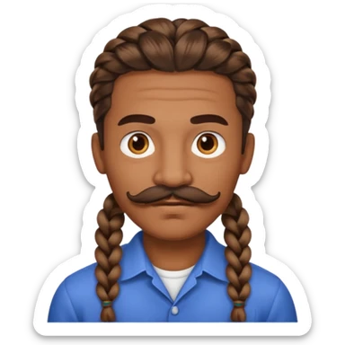 braided an with mustache sticker
