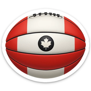 australian rules football ball with equal sized horizontal red, white, black stripes sticker