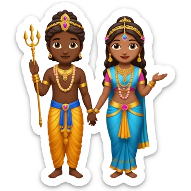 Krishna and Radha cute standing together  sticker