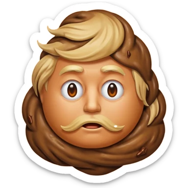 the poop emogi, a pile of poop in trumps image   none of those are what i want  i want the poop emogi with trumps face renbdered in poop, with an orange cast, and his wig on top nope sticker
