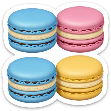 1 Blue Macaroon, 1 Pink Macaroon, And 1 Yellow Macaroon  sticker