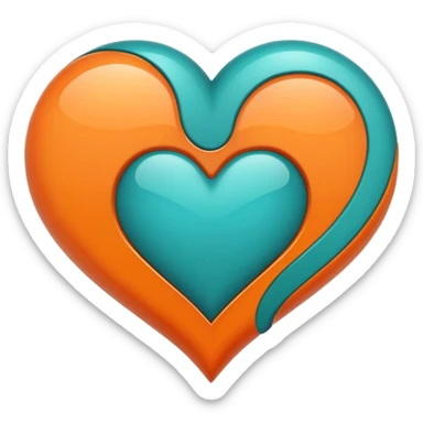 heart that is half teal and half orange sticker