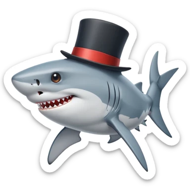 Shark with a top hat sticker