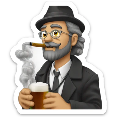 jew smoke hookah & drink beer sticker