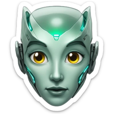 Cyber futuristic elf robot face sticker