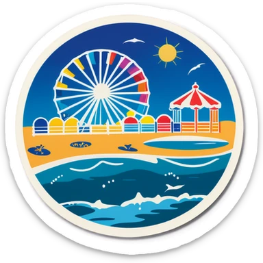 A beach scene of Ocean City, New Jersey and the boardwalk sticker
