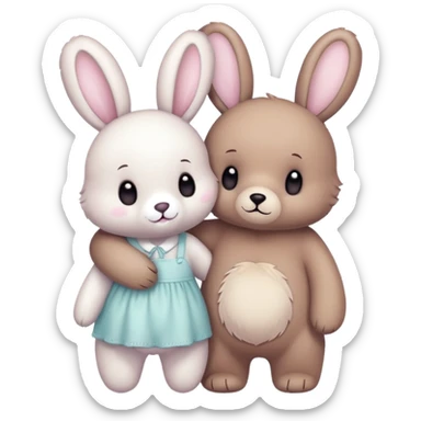 bear and bunny couple sticker
