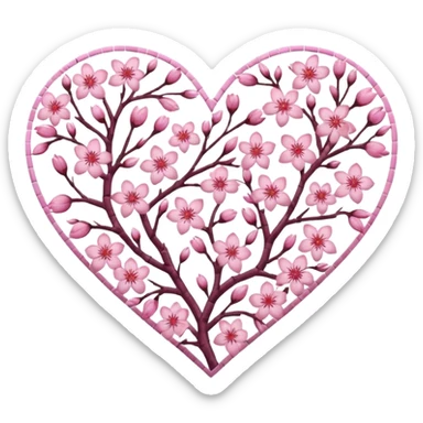 sakura heart with a mosaic pattern sticker