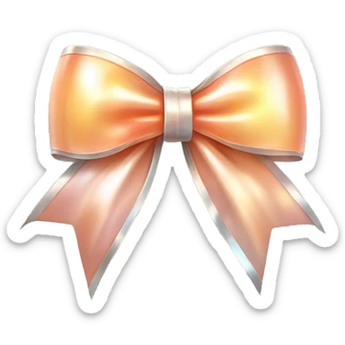 Realistic isolated silver holographic bow with smaller peach color bow attached on top of it. sticker