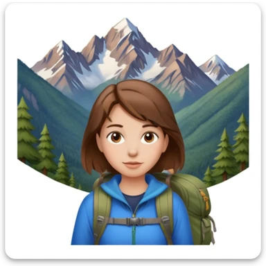 girl back packing mountains background  sticker