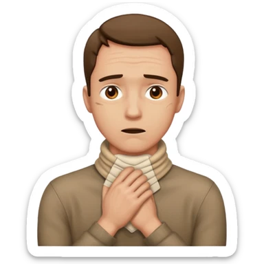 Man with hands gripped around neck sticker