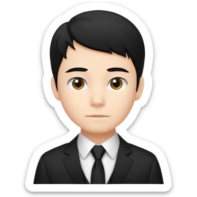 Chico con pelo negro, camisa negra y una corbata blanca sticker