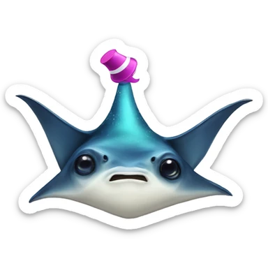 manta ray with a party hat sticker