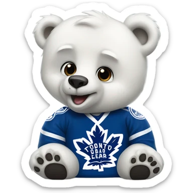 Polar bear wearing Toronto maple leaf sticker