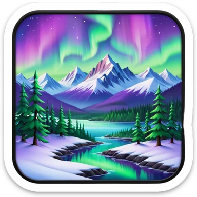 Alaska taiga: snowy forests, mountains & Northern lights sticker