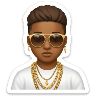 rapper with gold chains and sunglasses sticker