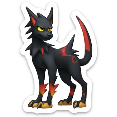 Cool Edgy Litten-Houndoom-Luxray Fakémon Digimon with Edgy markings, full body, outlined sticker