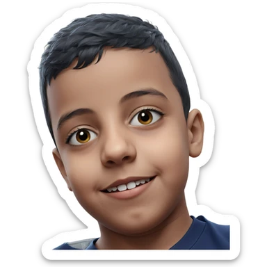 portrait of a black haired boy sticker