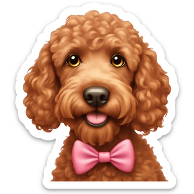 Red Labradoodle with two bows in her hair  sticker