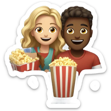Boy and girl at the movies  sticker
