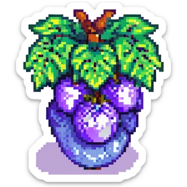 plump purple grape bunch, 2D sprite style, vibrant and playful, suitable for a fruit ninja game sticker