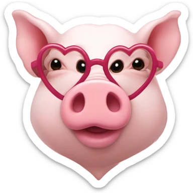 Cerdito con lentes de corazón sticker