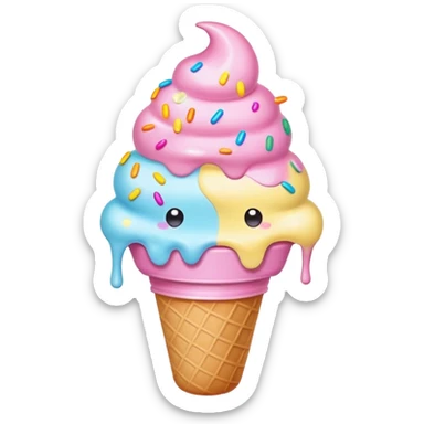 Melted kawaii pastel ice cream sticker