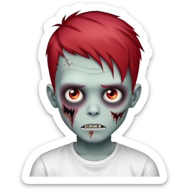 zombie boy with emo red hair and white shirt  sticker