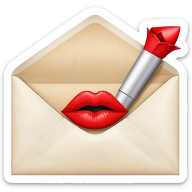 An envelope with a kiss print sticker