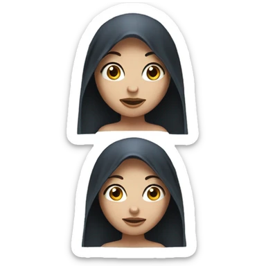 girl with dark hair and blue eyes with towel on head sticker