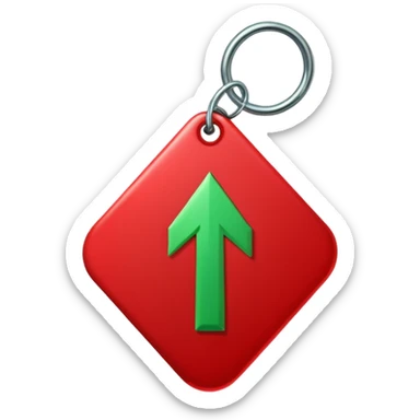 Tag vermelha com uma flecha pra cima verde sticker