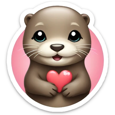 Cute otter with hearts sticker