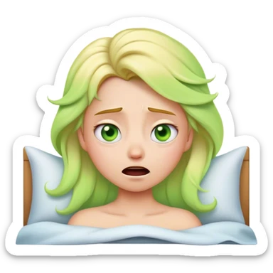 Cinematic Funny Aurora Portrait Emoji, Looking confused as she wakes up, hair a complete mess, blinking sleepily, the struggle of waking up beautifully captured in a hilarious yet endearing moment! sticker