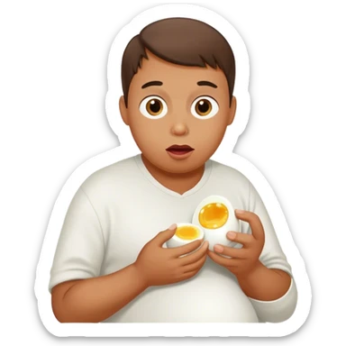 Pregnant man eating an egg sticker