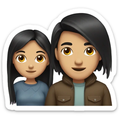 a girl with black straight hair and her boyfriend  sticker