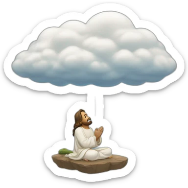 Cloud and jesus praying sticker